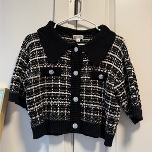 Vigoss Black and White Knit Cardigan